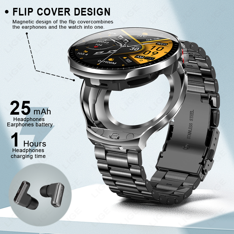 LIGE 2026 Nowe słuchawki TWS 2 – Smartwatch Headset recenzja i cena